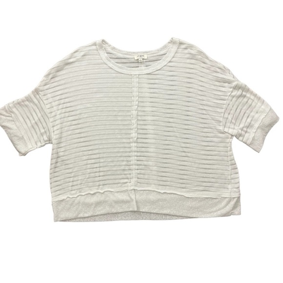 UMGEE‎ USA White Oversized Knit Top Shirt Textured Semi Sheer Beach Tunic Large - Picture 1 of 8
